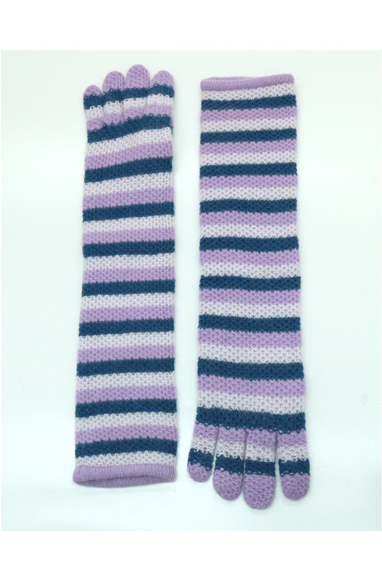 Portolano Cashmere long striped gloves, Alternate, color, Orchid/Purple
