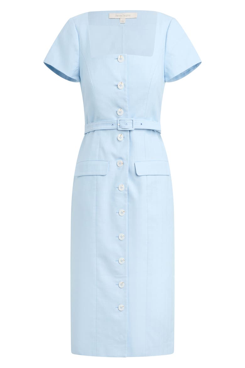 The Mademoiselle Belted Midi Dress, Alternate, color, SEA BLUE