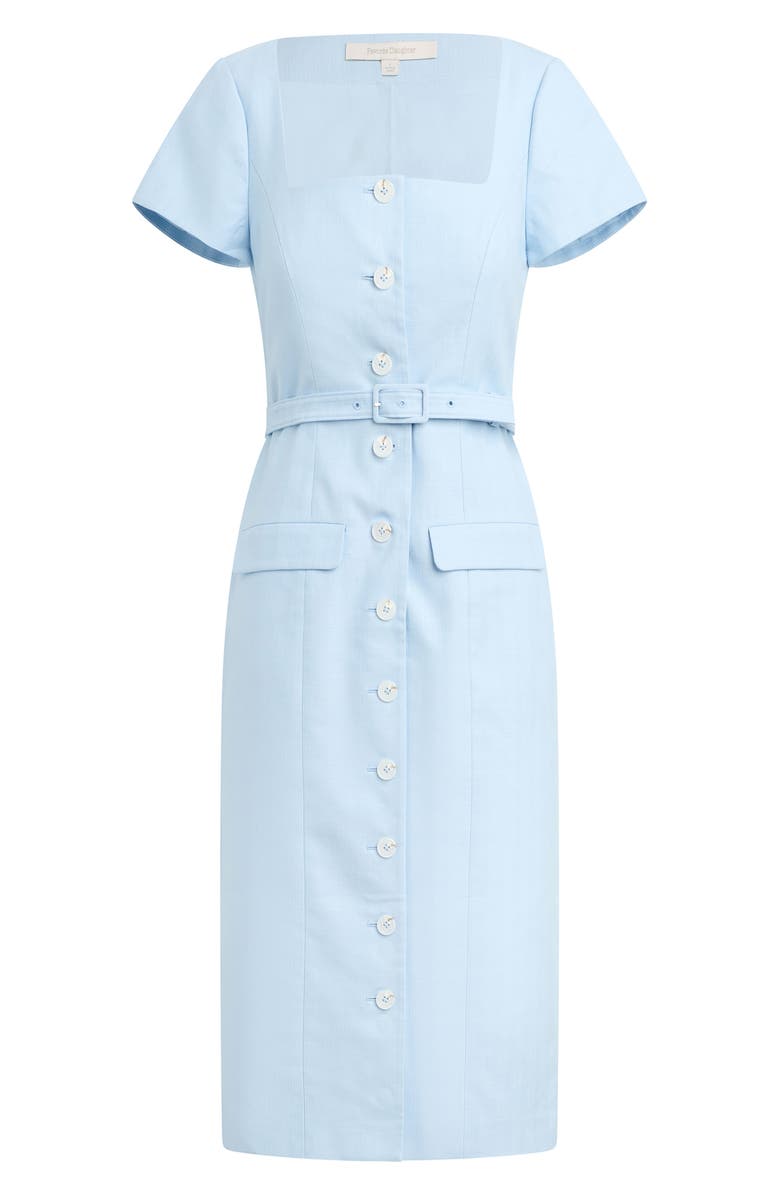 Favorite Daughter The Mademoiselle Belted Midi Dress, Alternate, color, Sea Blue