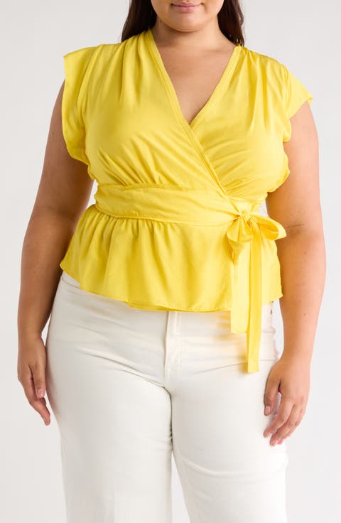 Ashlene Cap Sleeve Wrap Top (Plus)