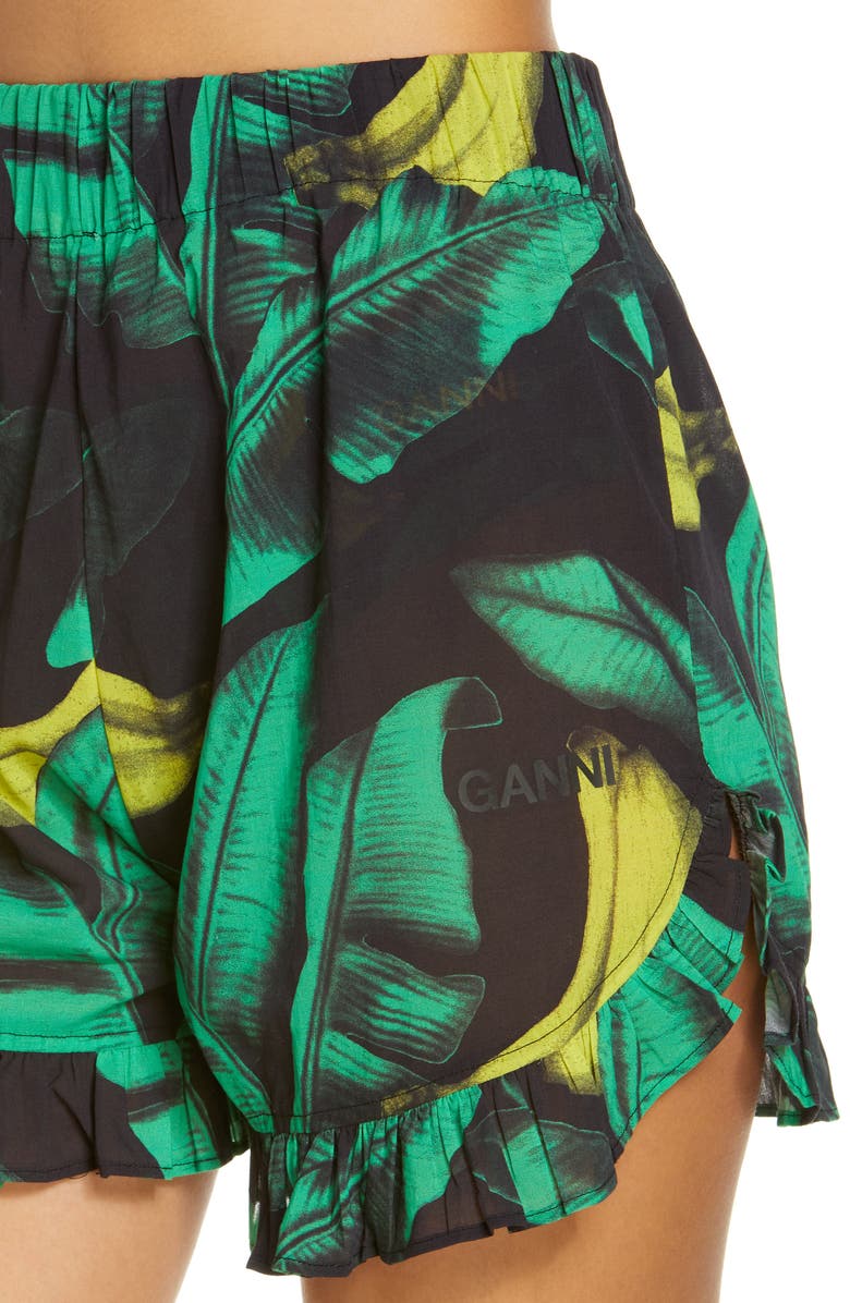 Ganni Ruffle Organic Cotton Cover-Up Skirt, Alternate, color,