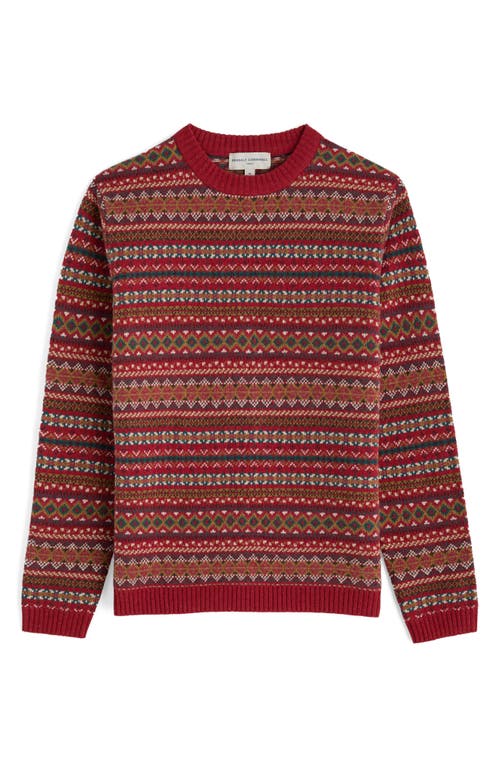 Seasalt Cornwall Halyard Fair Isle Lambswool Blend Crewneck Sweater In Red