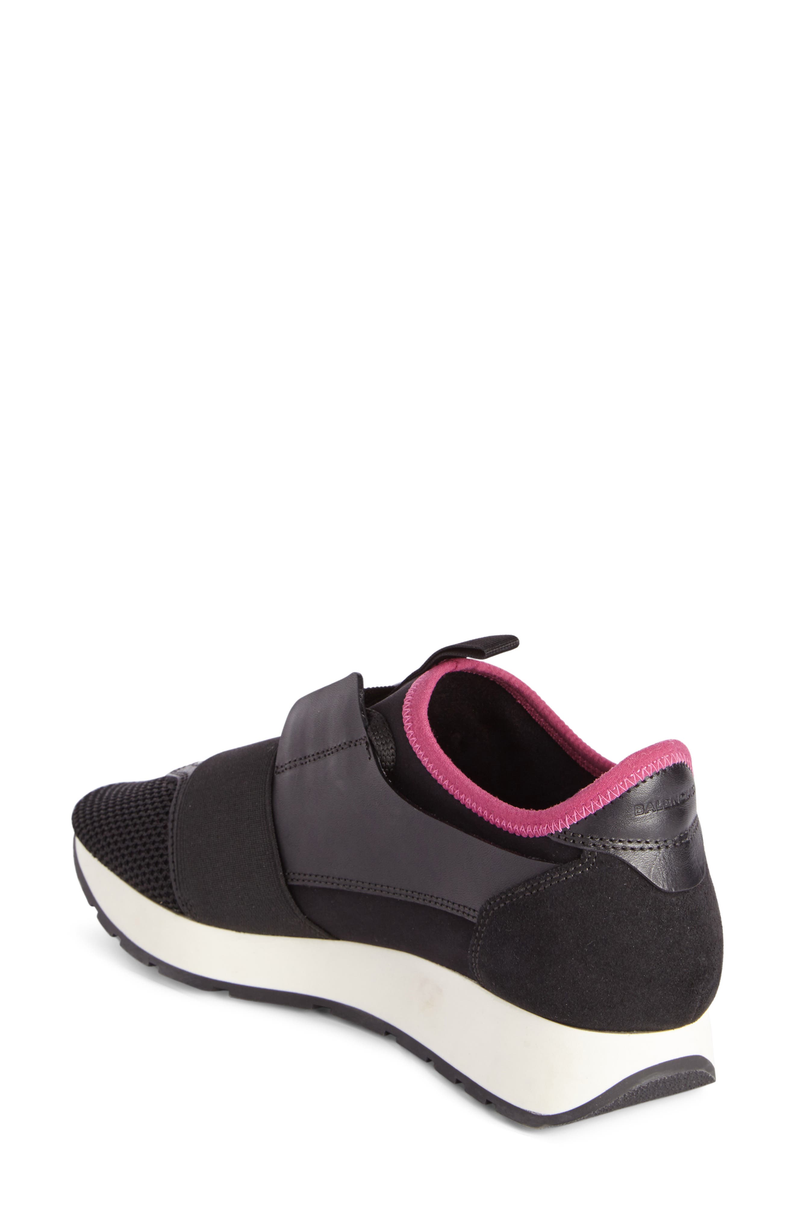 Mixed Media Trainer Sneaker, Alternate, color, BLACK/ WHITE