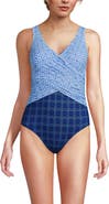 Lands' End SlenderSuit Wrap One Piece Swimsuit