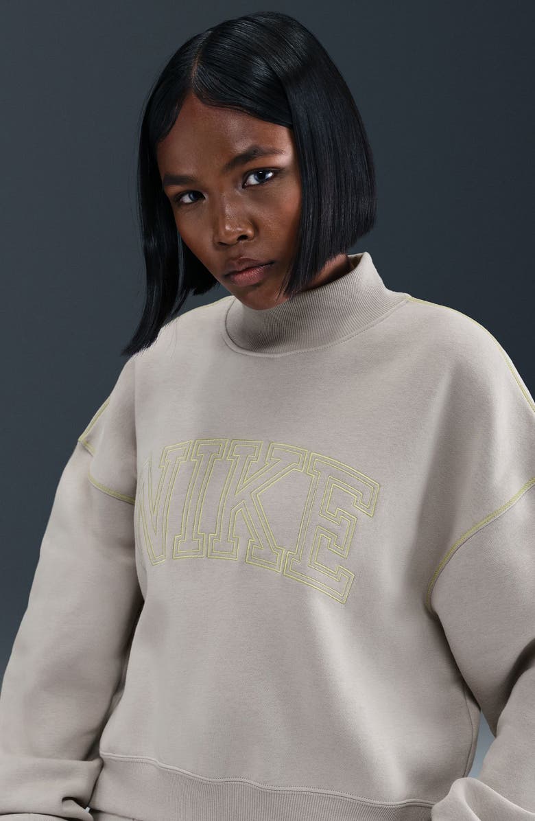 Nike Sportswear Mock Neck Phoenix Fleece Oversize Sweatshirt, Alternate, color, College Grey