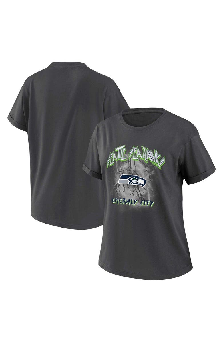 WEAR by Erin Andrews Women's WEAR by Erin Andrews Charcoal Seattle Seahawks Boyfriend T-Shirt, Main, color, Charcoal