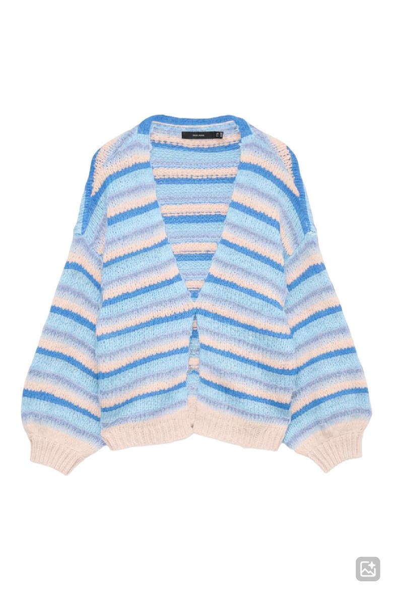 Maybe Stripe Open Front Cardigan, Alternate, color, CASHMERE BLUESTRIPES NEBULAS B