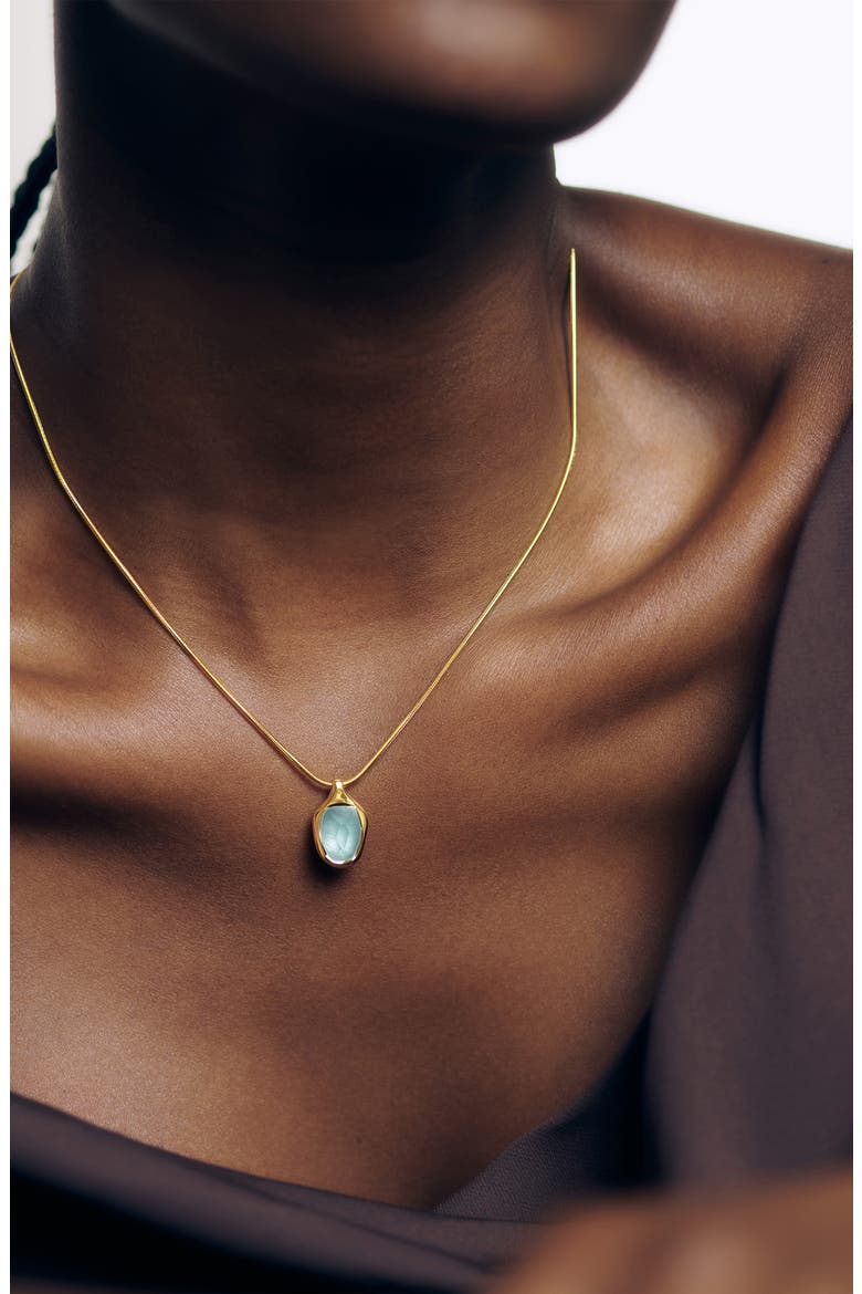 Odyssey Aquamarine Pendant Necklace, Alternate, color, 18CT GOLD VERMEIL / AQUAMARINE