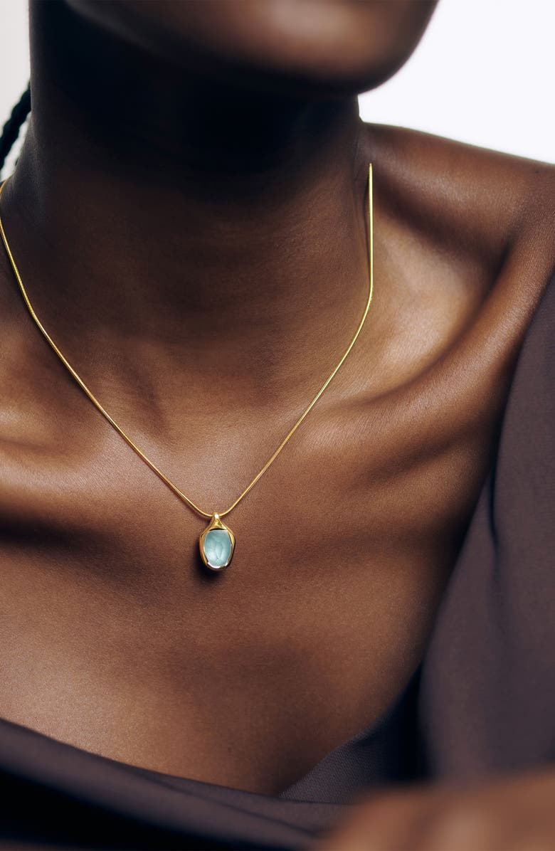 Monica Vinader Odyssey Aquamarine Pendant Necklace, Alternate, color, 18Ct Gold Vermeil / Aquamarine