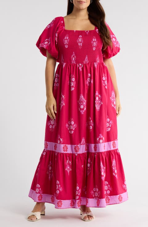 Mercer Floral Print Smocked Maxi Dress (Plus)