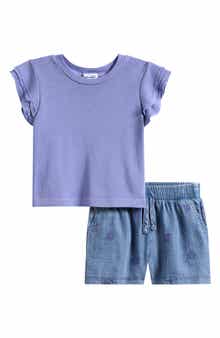 Splendid Crewneck T-Shirt & Tossed Flower Shorts Set