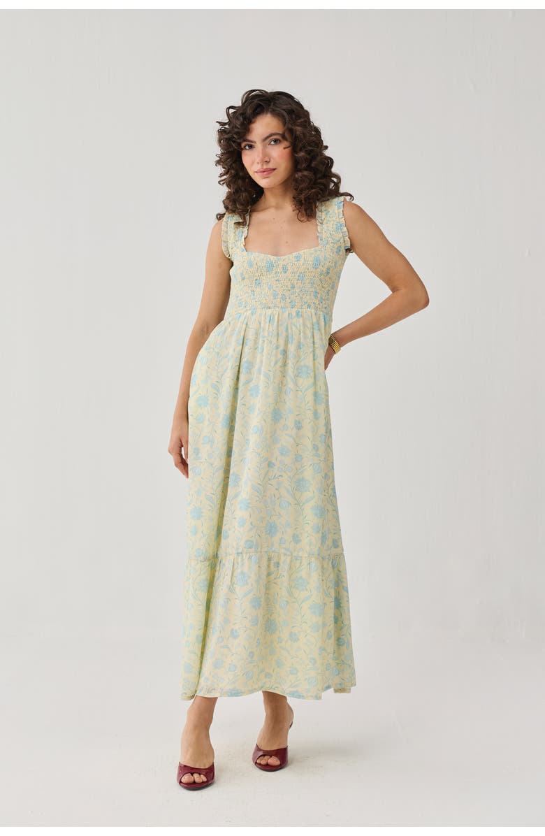 Reistor Smocked Maxi Dress, Alternate, color, Butter Bloom