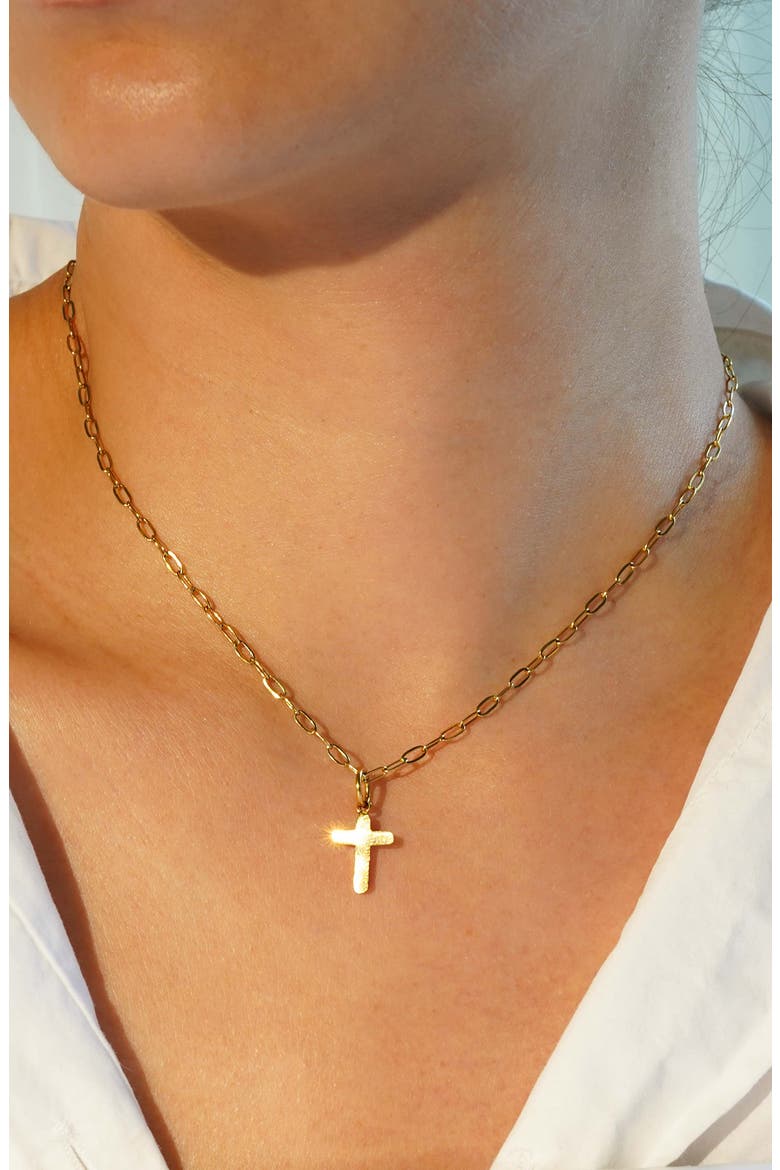 Minimalist Cross Charm, Alternate, color, GOLD