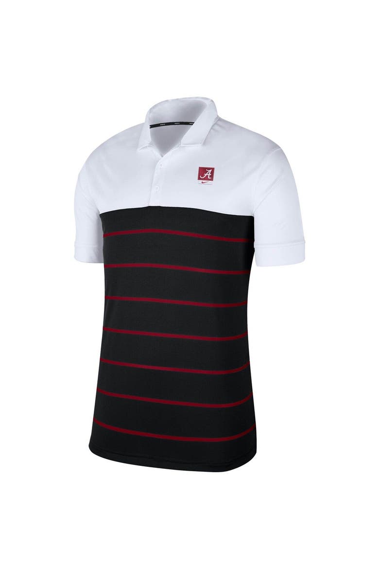 Men's Nike White/Black Alabama Crimson Tide Striped Polo, Alternate, color, White