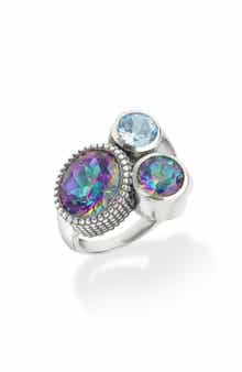 Quartz Cluster Silver Plated Ring