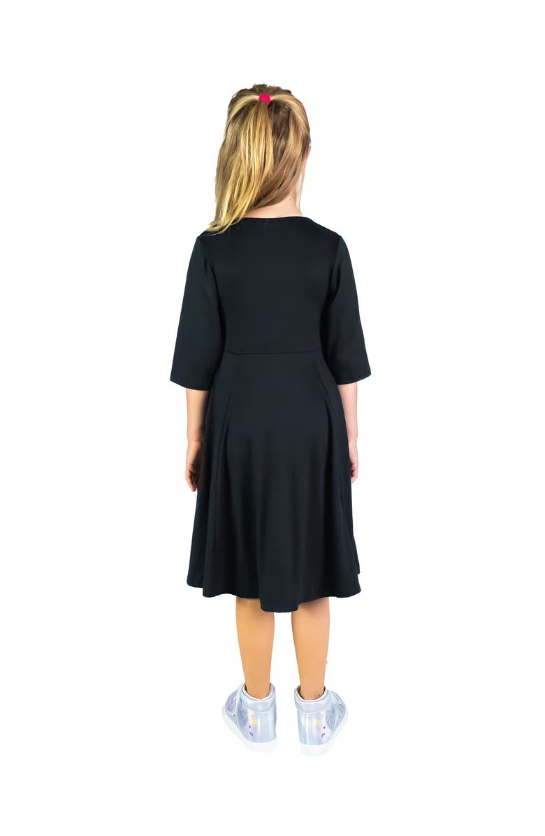 24sevenKid Knee Length Fit and Flare Comfortable Party Dress, Alternate, color, Black