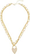 Juvell Pavé Cubic Zirconia Heart Pendant Layered Necklace