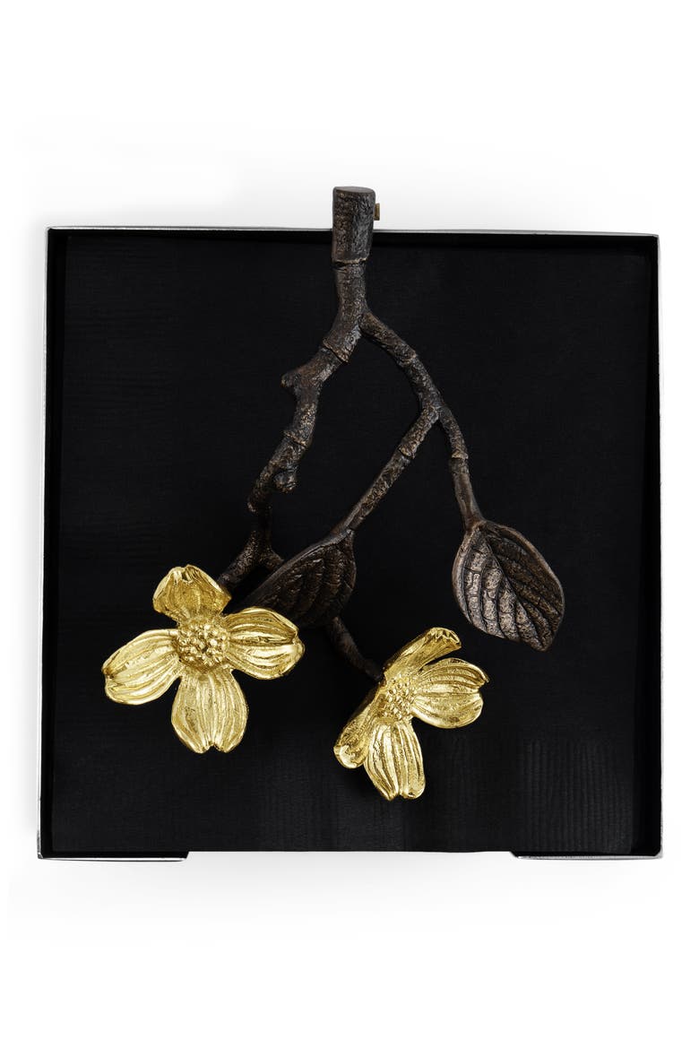 Dogwood Cocktail Napkin Holder, Main, color, GOLD MULTI