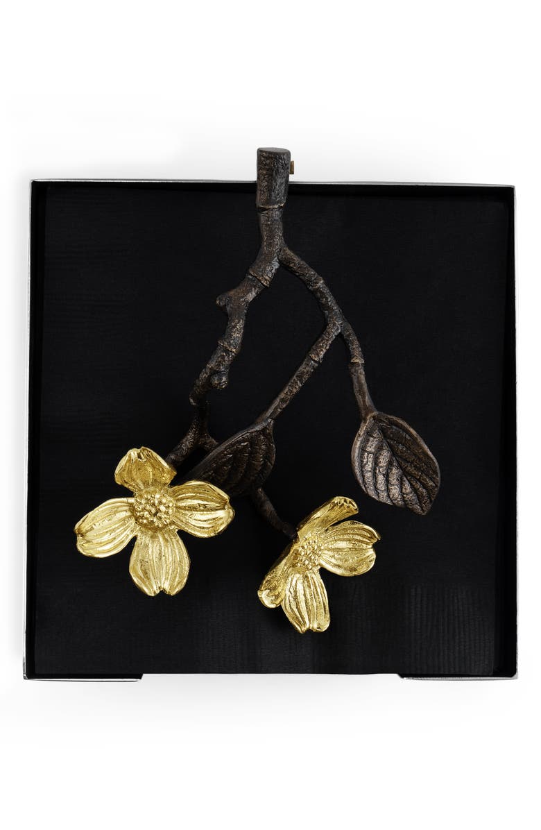 Michael Aram Dogwood Cocktail Napkin Holder, Main, color, Gold Multi