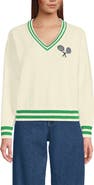Lands' End Cotton Drifter Shaker V-neck Sweater