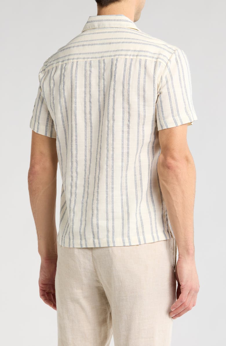 DENIM AND FLOWER Stripe Textured Camp Shirt, Alternate, color, Cream