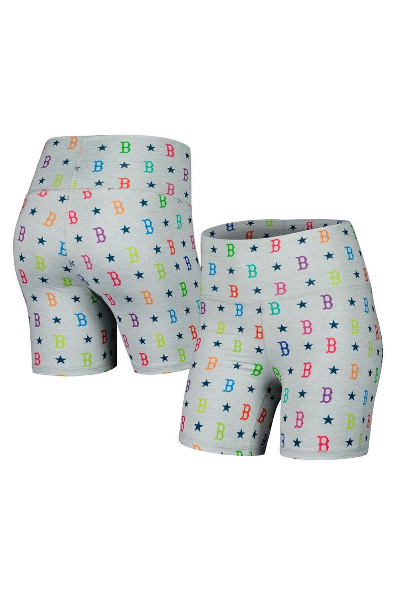 Women's Terez Gray Boston Red Sox TLC Rainbow Shorts, Main, color, Gray