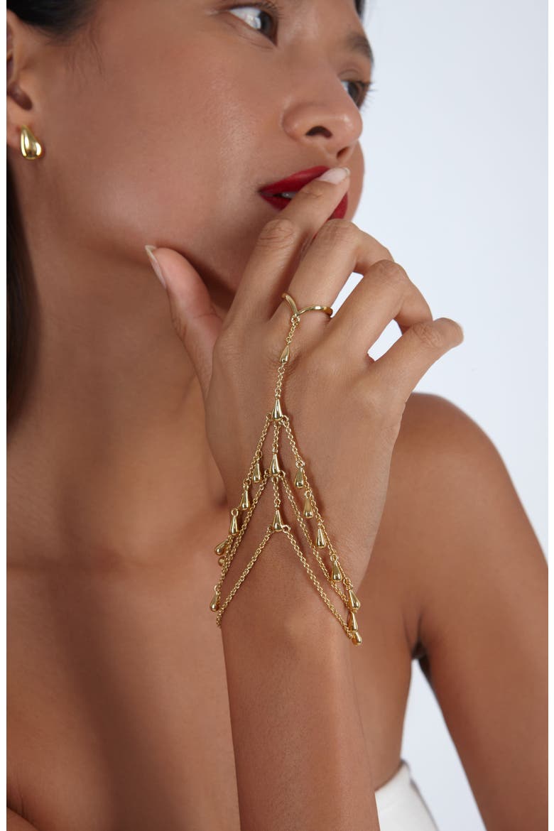 Drop Hand Chain, Alternate, color, Gold