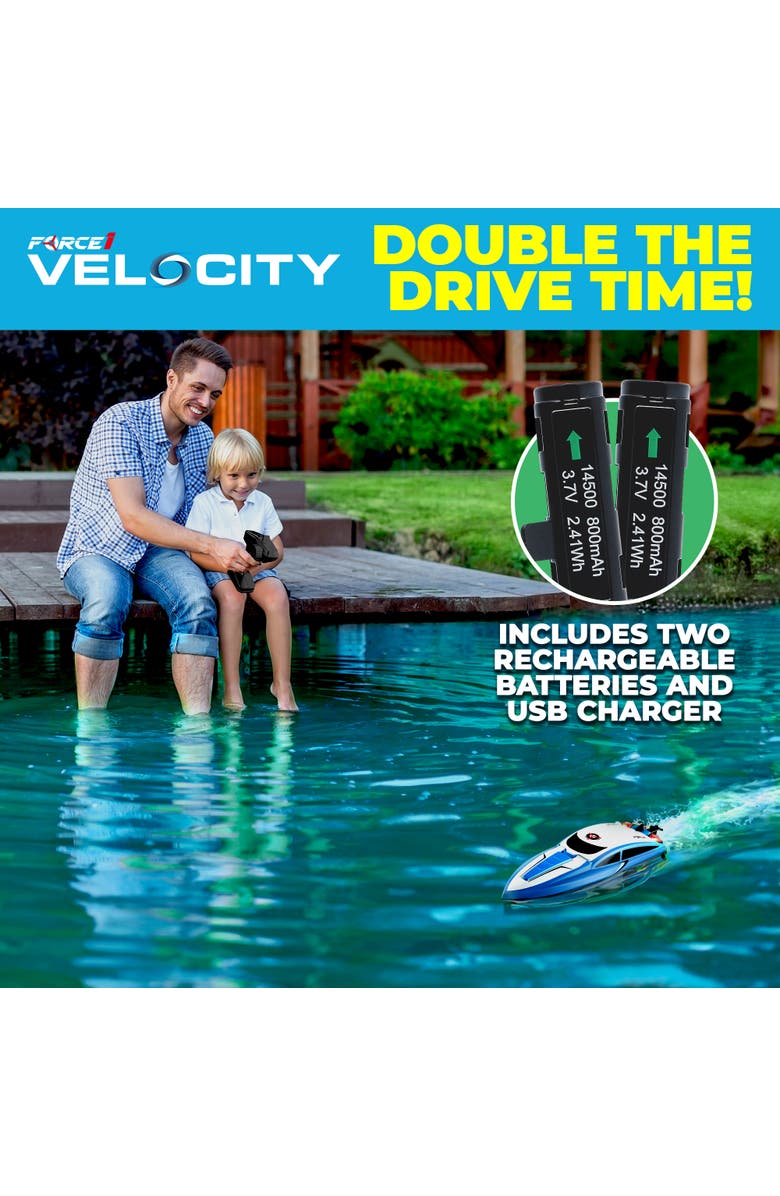 Force1 Velocity Blue Fast RC Boat, Alternate, color, Blue