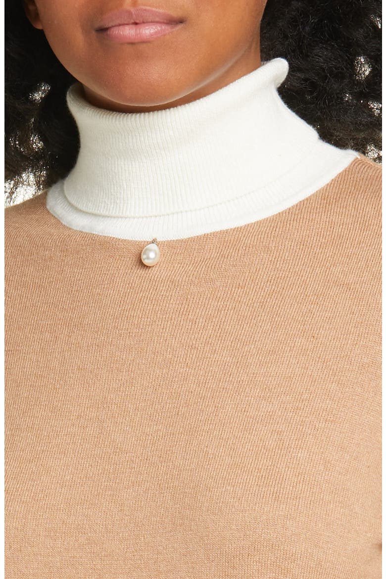 Urchin Contrast Turtleneck Sweater, Alternate, color, MOCHA/ EGGSHELL