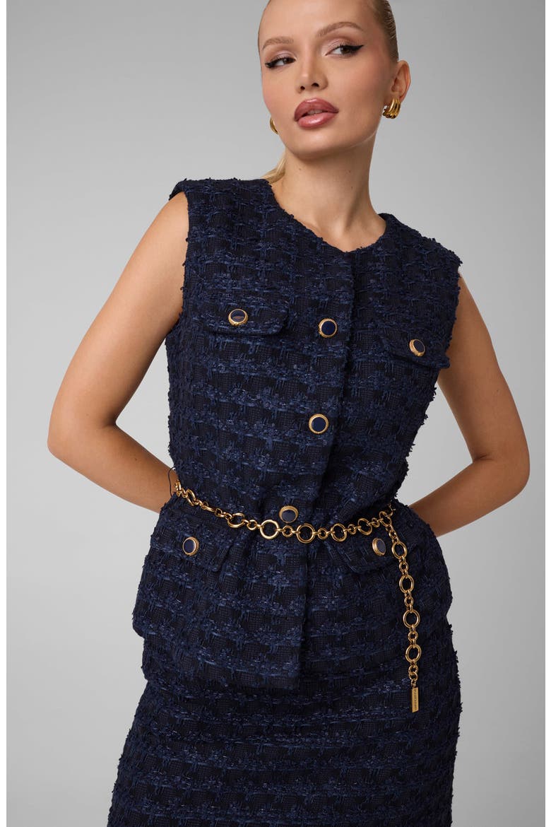 Geneve Belted Boucle Vest, Alternate, color, DARING OCEAN