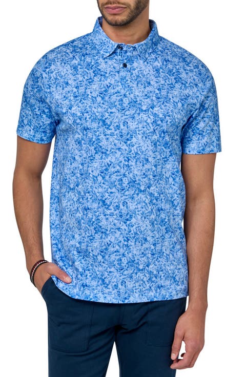 Slim Fit Abstract Floral Short Sleeve Polo
