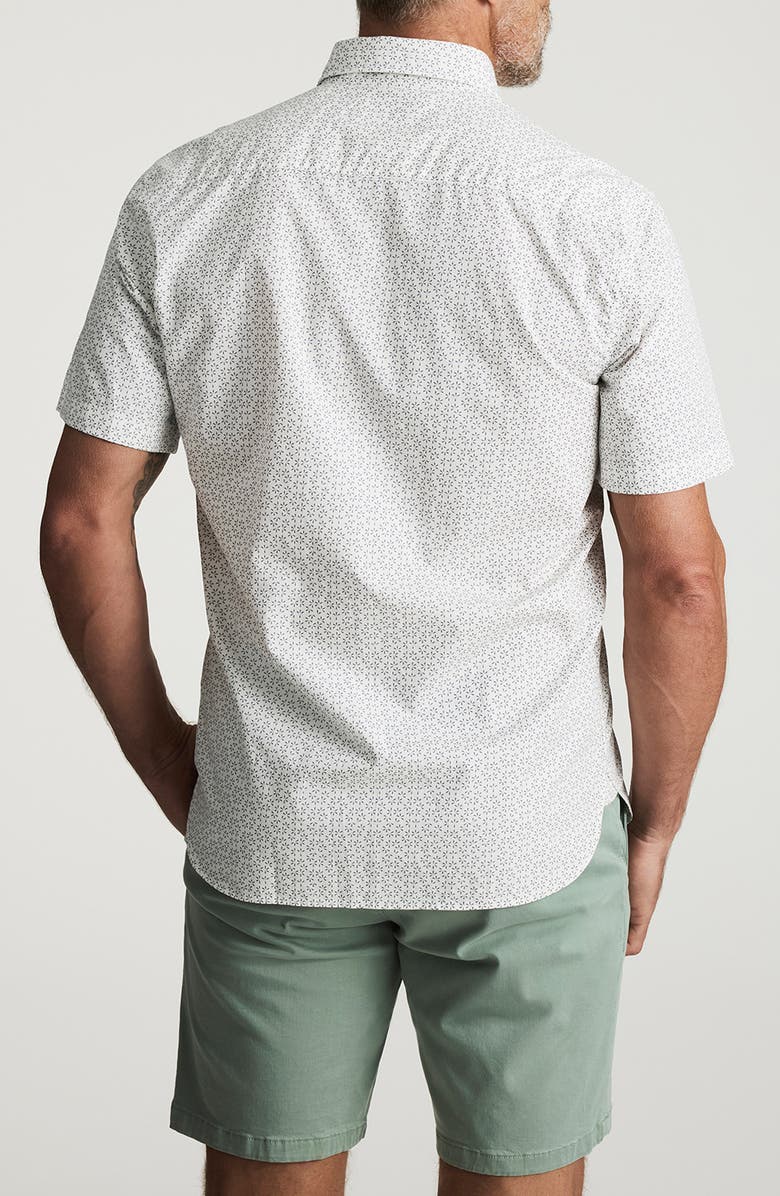 34 Heritage Geo Floral Short Sleeve Stretch Luxe Twill Button-Up Shirt, Alternate, color, Vintage Indigo