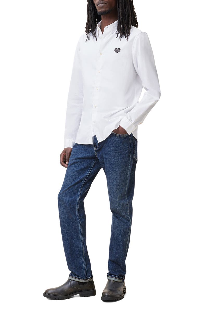 AllSaints Amante Slim Fit Embroidered Button-Up Shirt, Alternate, color, 