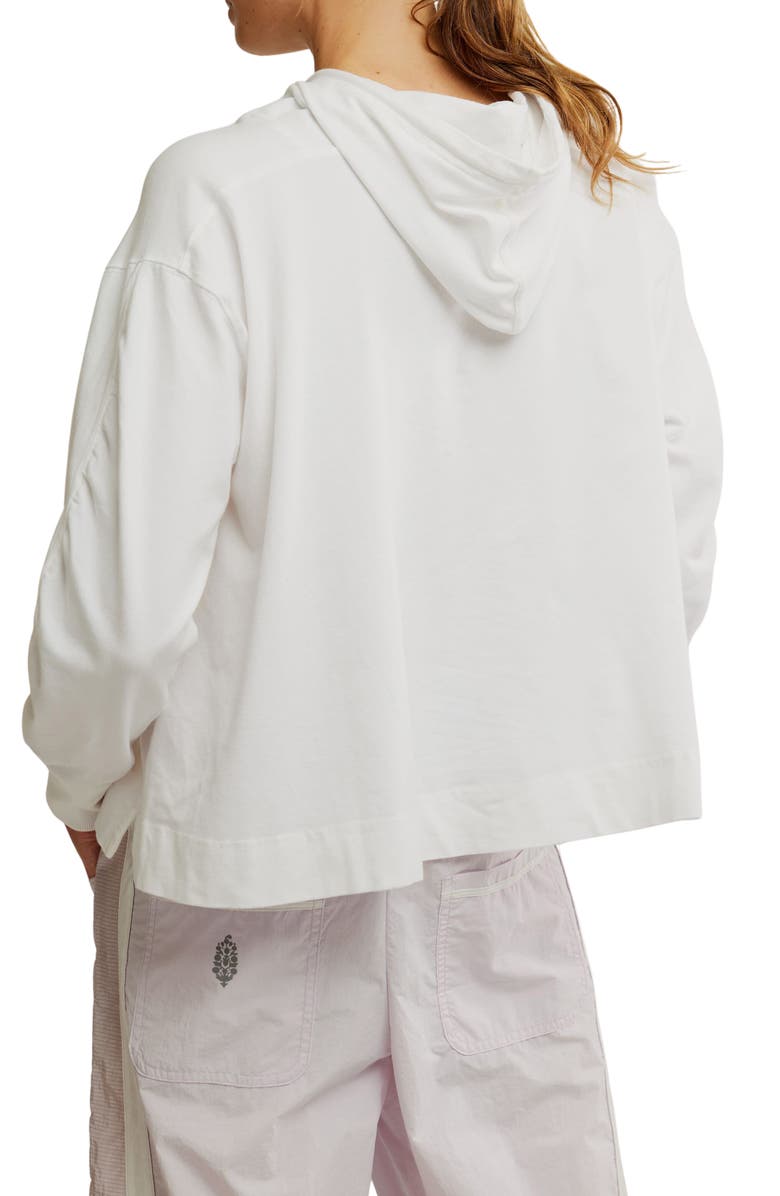 Free People FP Movement Hot Shot Stretch Cotton Fleece Hoodie, Alternate, color, White