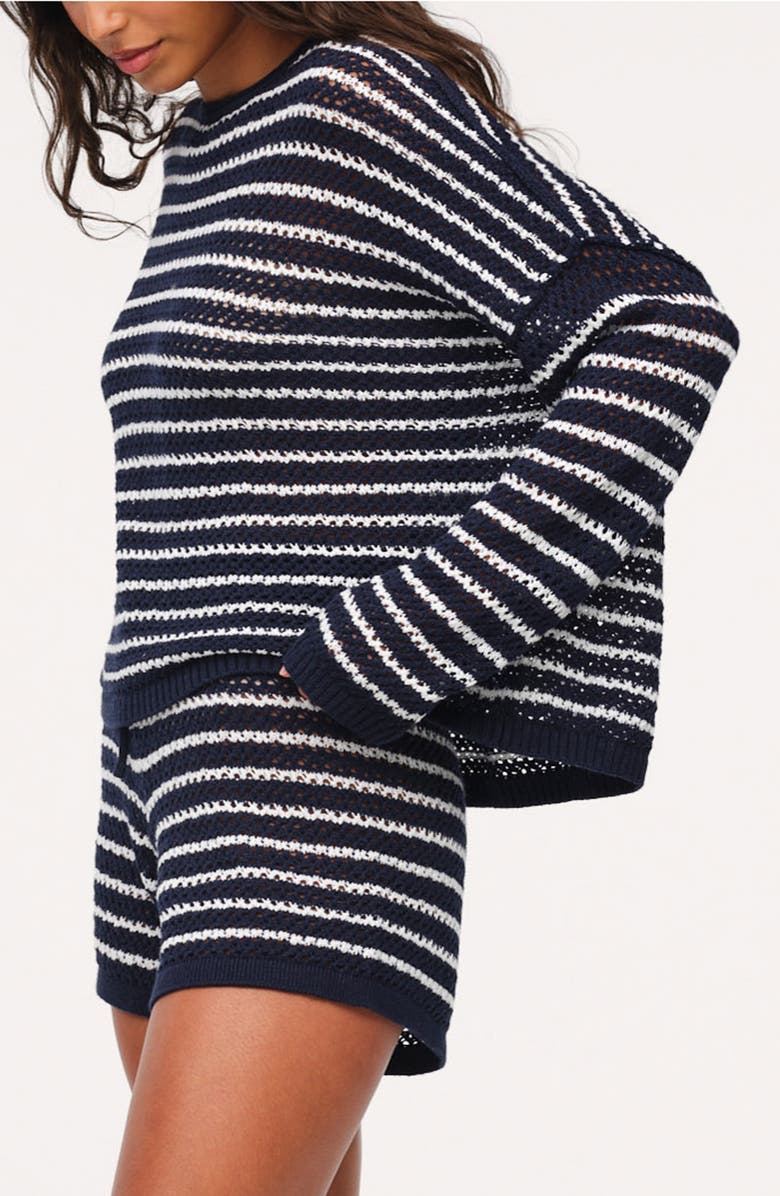 nuuds Stripe Crochet Sweater, Alternate, color, Dark Navy Stripe