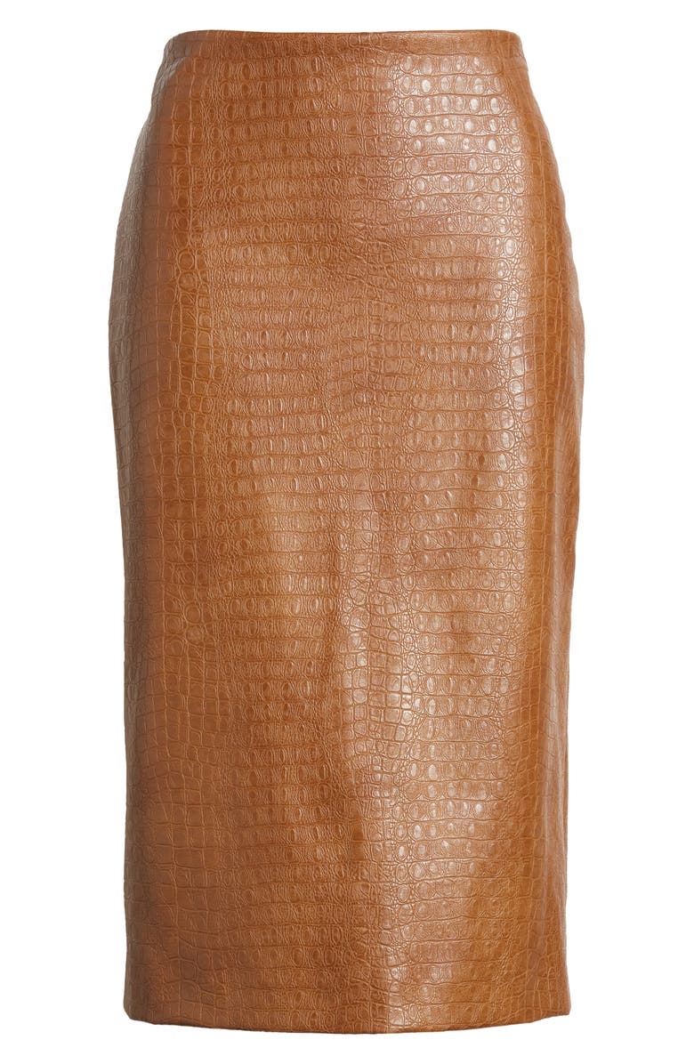 Anne Klein Croc Embossed Faux Leather Skirt, Alternate, color, 