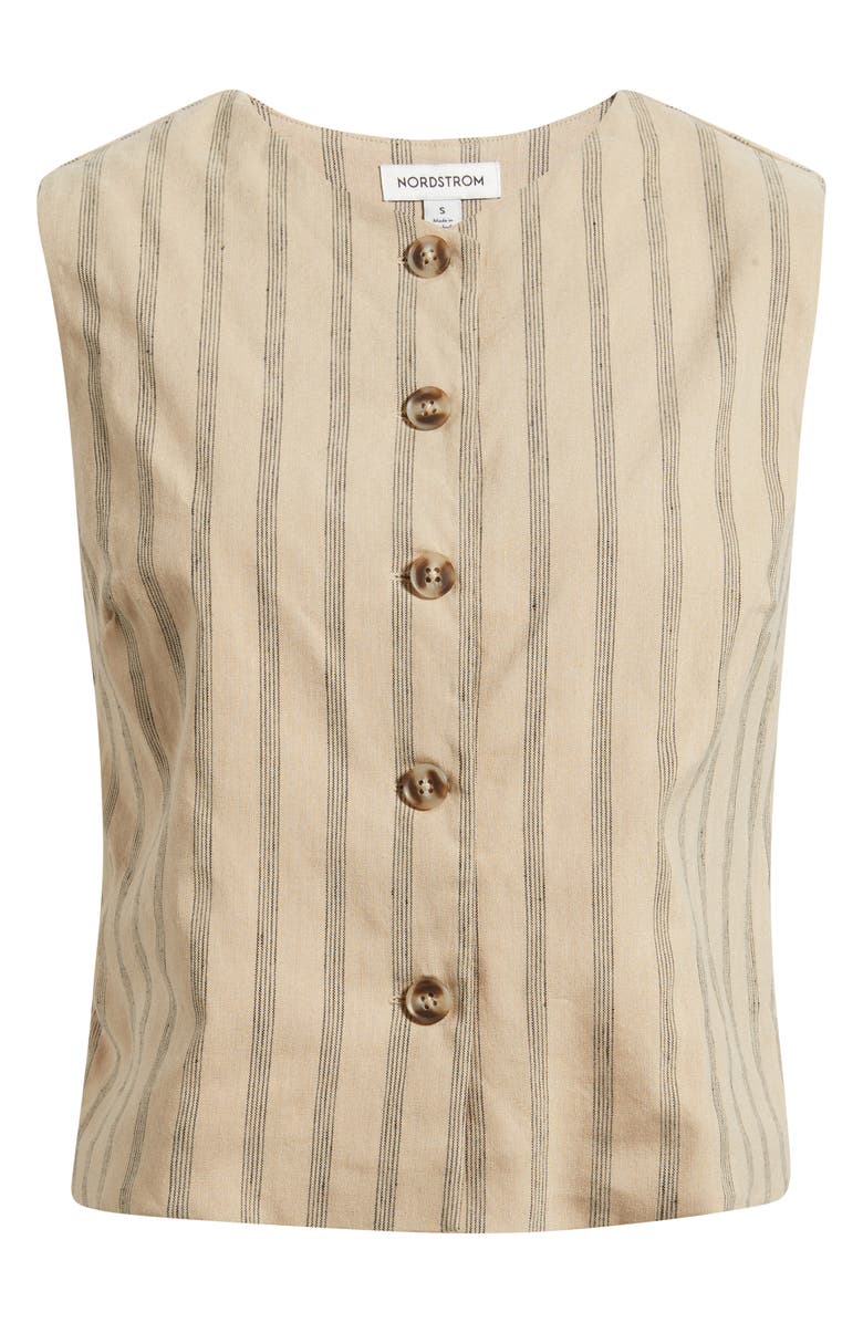Nordstrom Stripe Linen Blend Vest, Main, color, Tan- Black Sonjay Stripe