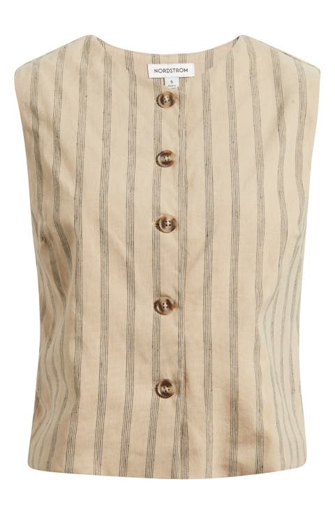 Stripe Linen Blend Vest