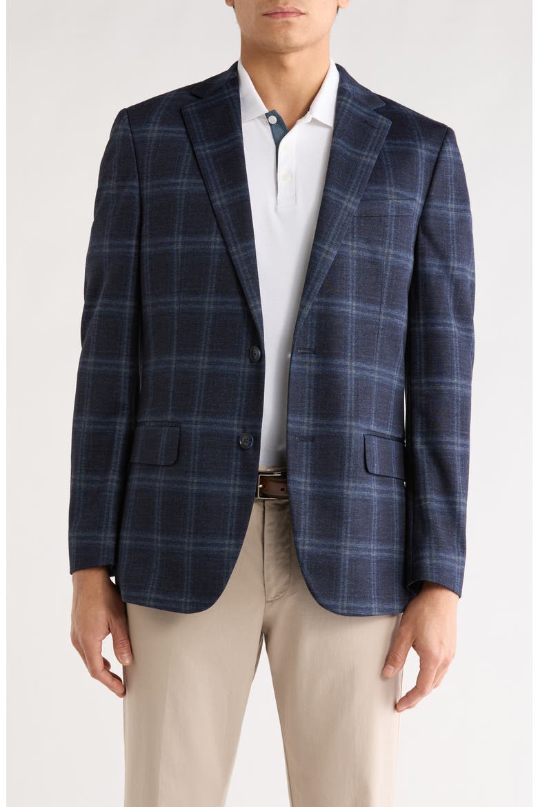 Blue Plaid Notch Lapel Sport Coat, Main, color, BLUE