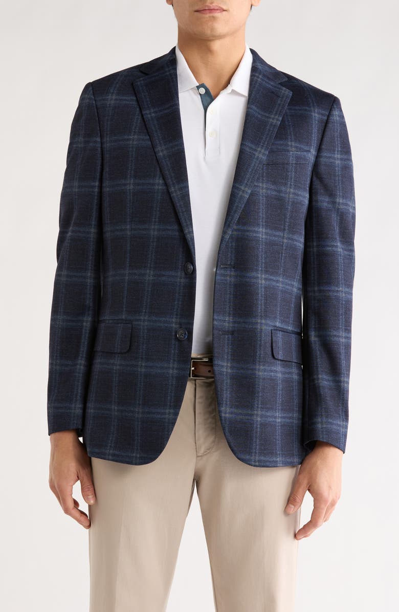 Original Penguin Blue Plaid Notch Lapel Sport Coat, Main, color, Blue