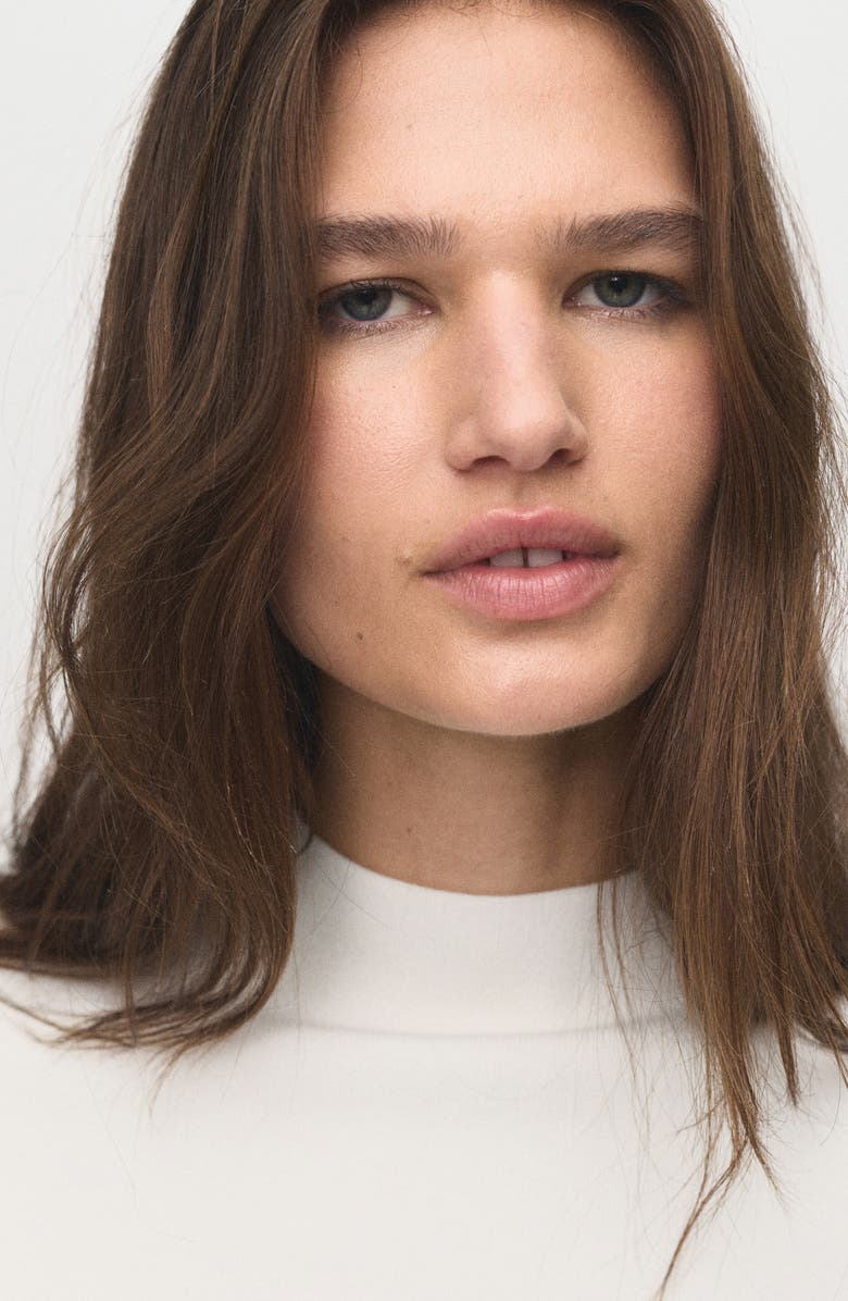 MANGO Funnel Neck Sweater, Alternate, color, Ecru