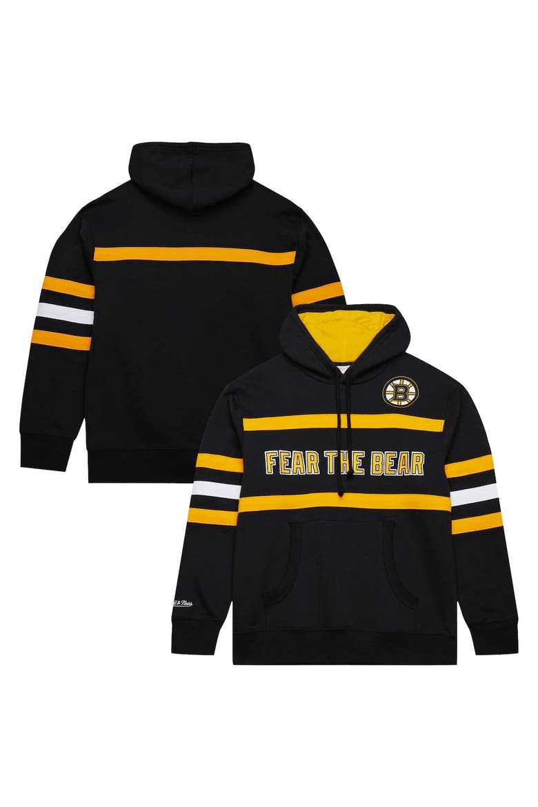 Men's Mitchell & Ness Black Boston Bruins Head Coach Slogan Pullover Hoodie, Main, color, Black