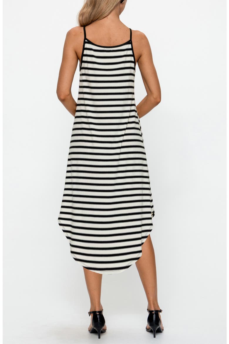 Stripe Sleeveless Midi Dress, Alternate, color, BLACK