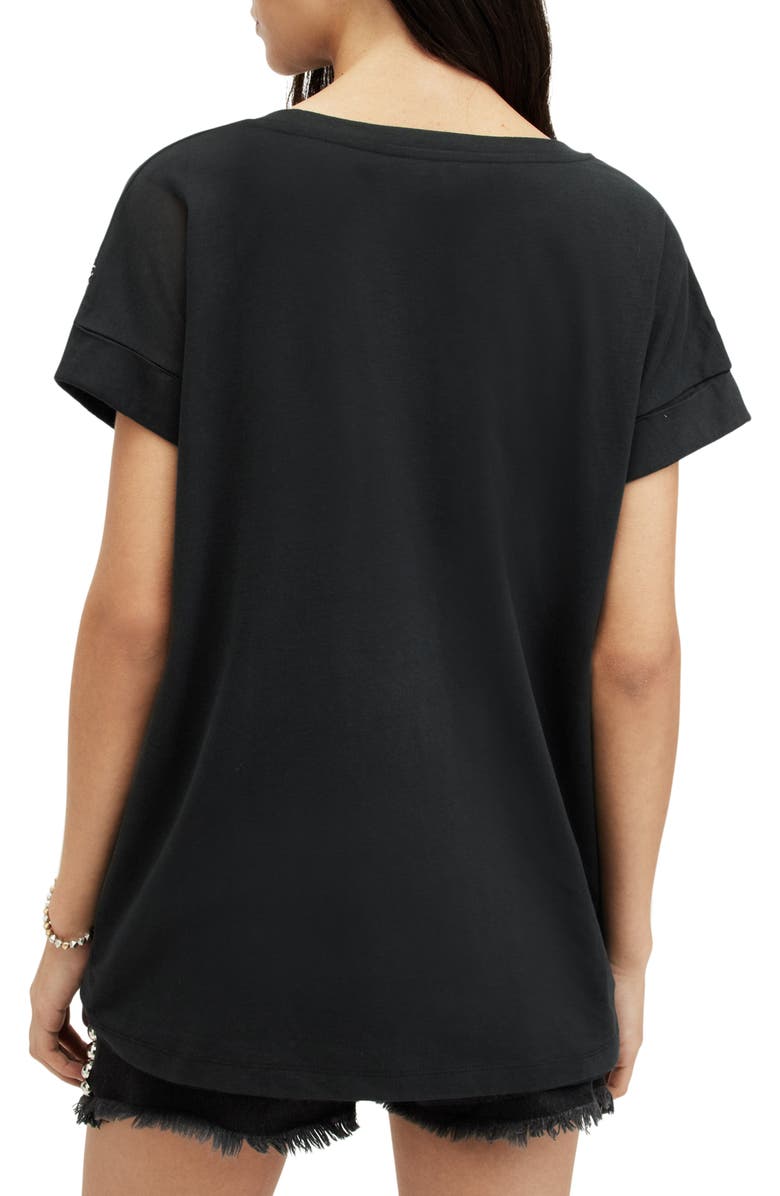 AllSaints Imo Chain Fringe Cotton T-Shirt, Alternate, color, Black