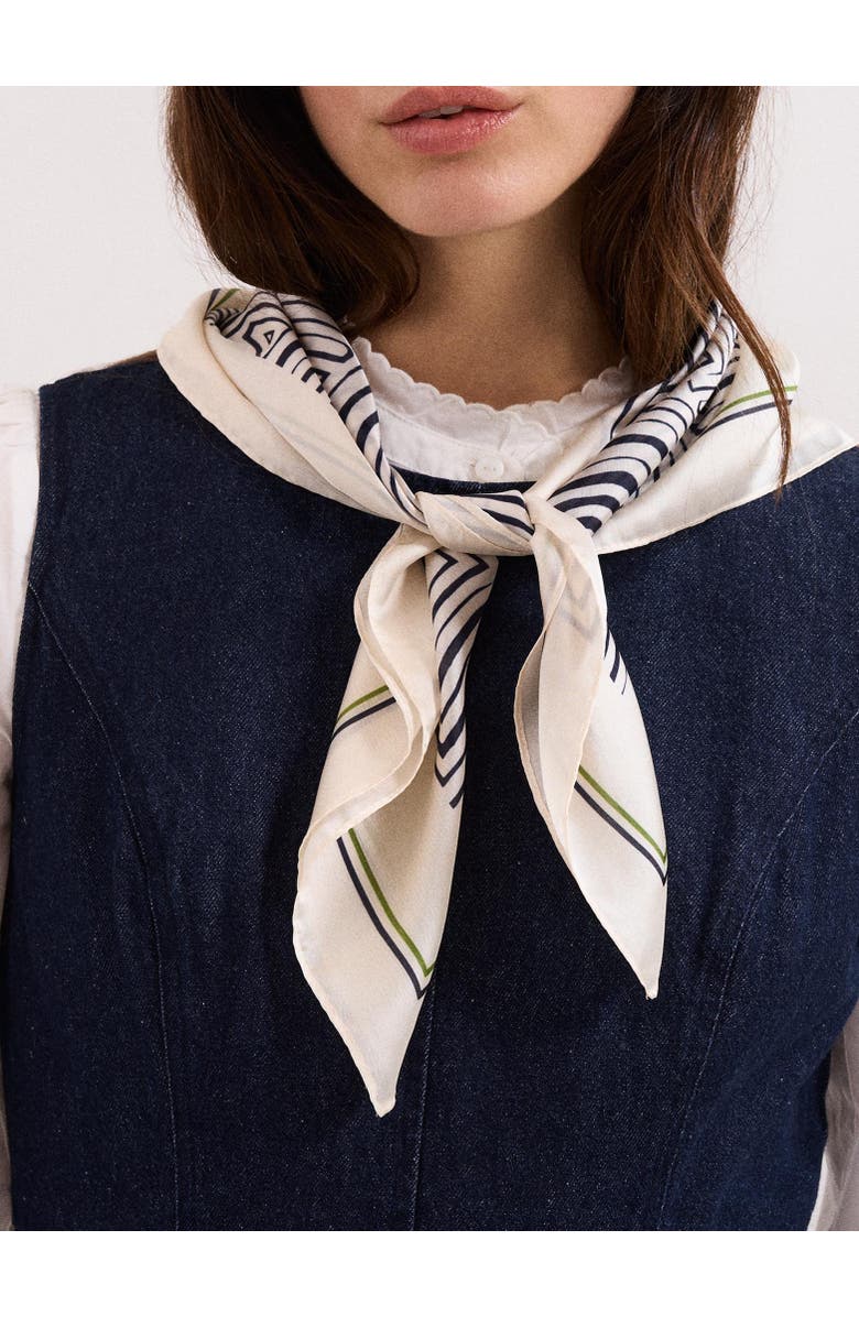 Phase Eight Printed Satin-Finish Scarf, Alternate, color, Cream