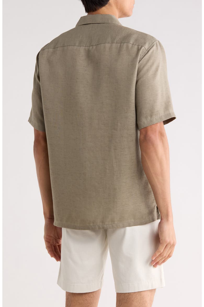 Daze Short Sleeve Linen Button-Up Shirt, Alternate, color, WASABI