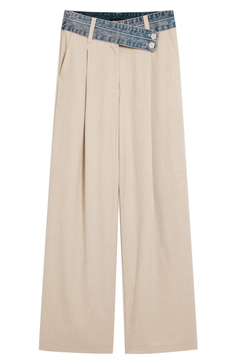 Desigual Pleat Front Wide Leg Pants, Alternate, color, Medium Beige