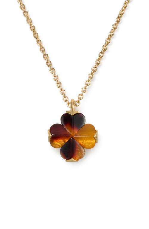 Kate Spade Cubic Zirconia Tortoise Flower Mini Pendant Necklace In Gold