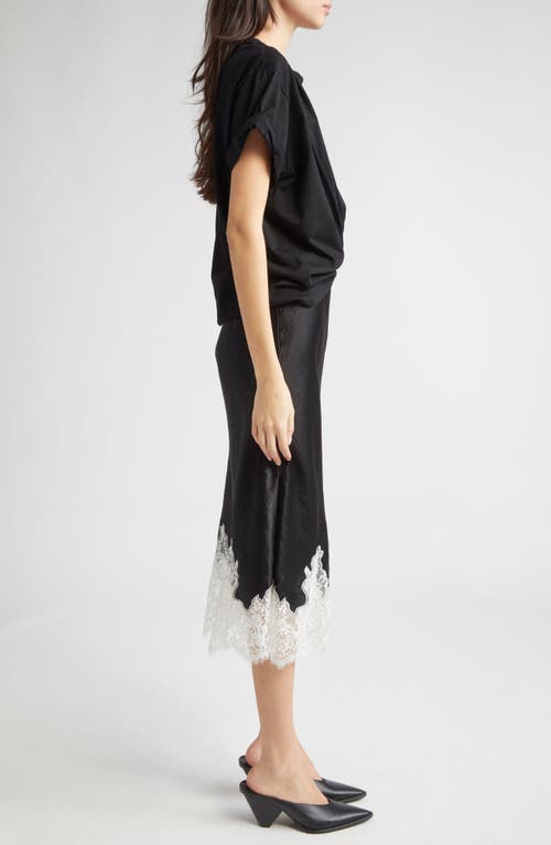 3.1 Phillip Lim Draped Cotton-jersey And Lace-trimmed Satin Midi Dress In Multi