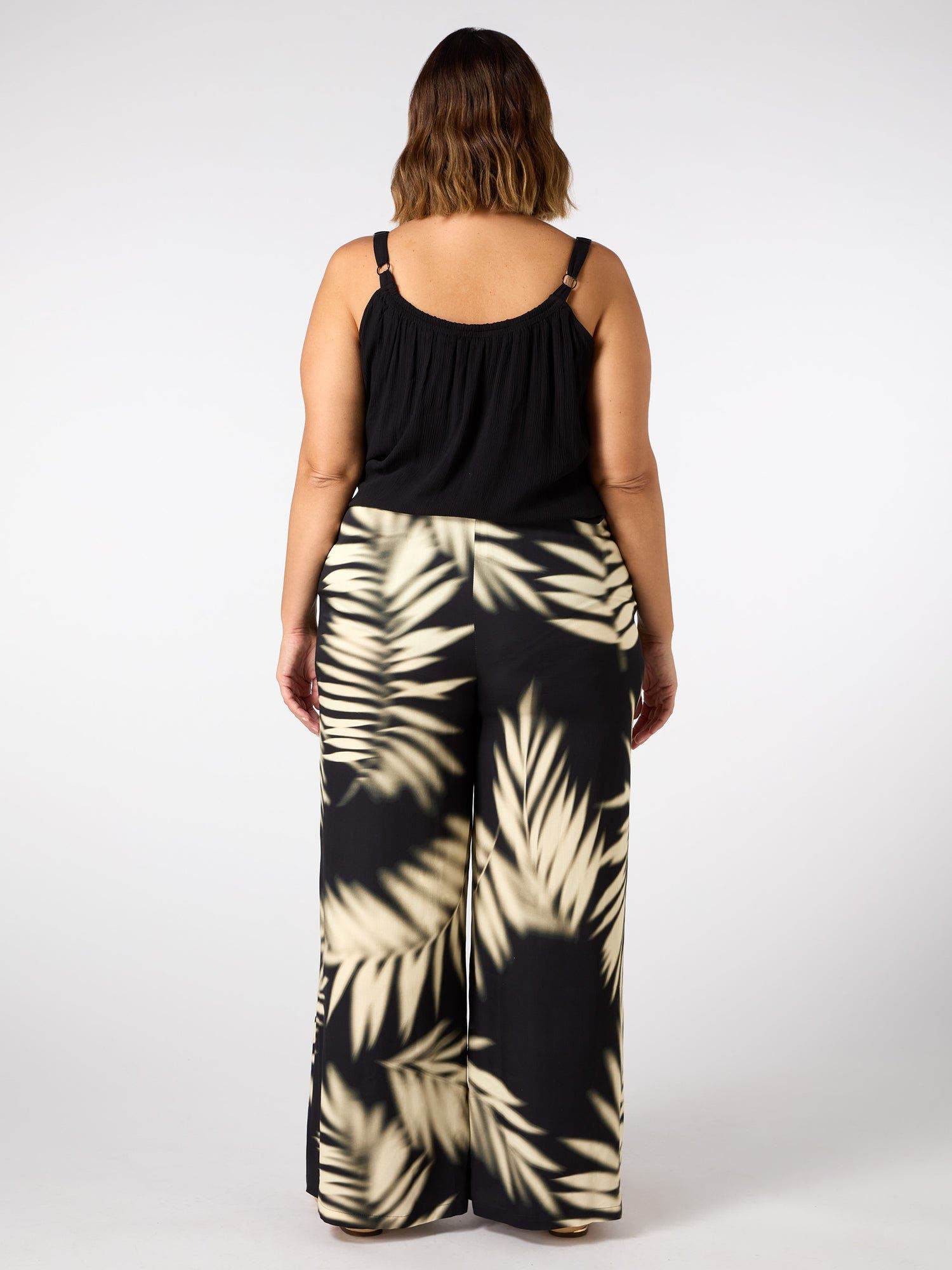 Leaf Print Wide Leg Pull On Pants - image 2